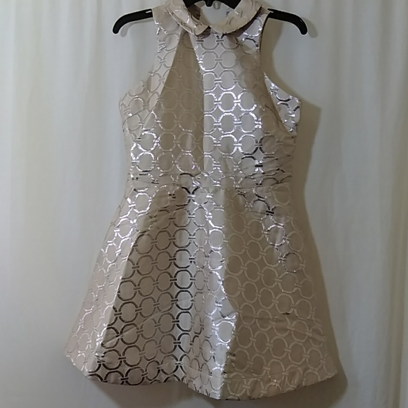Sister Jane Dresses & Skirts - Sister Jane Silver Circles Mini Party Dress L NWT